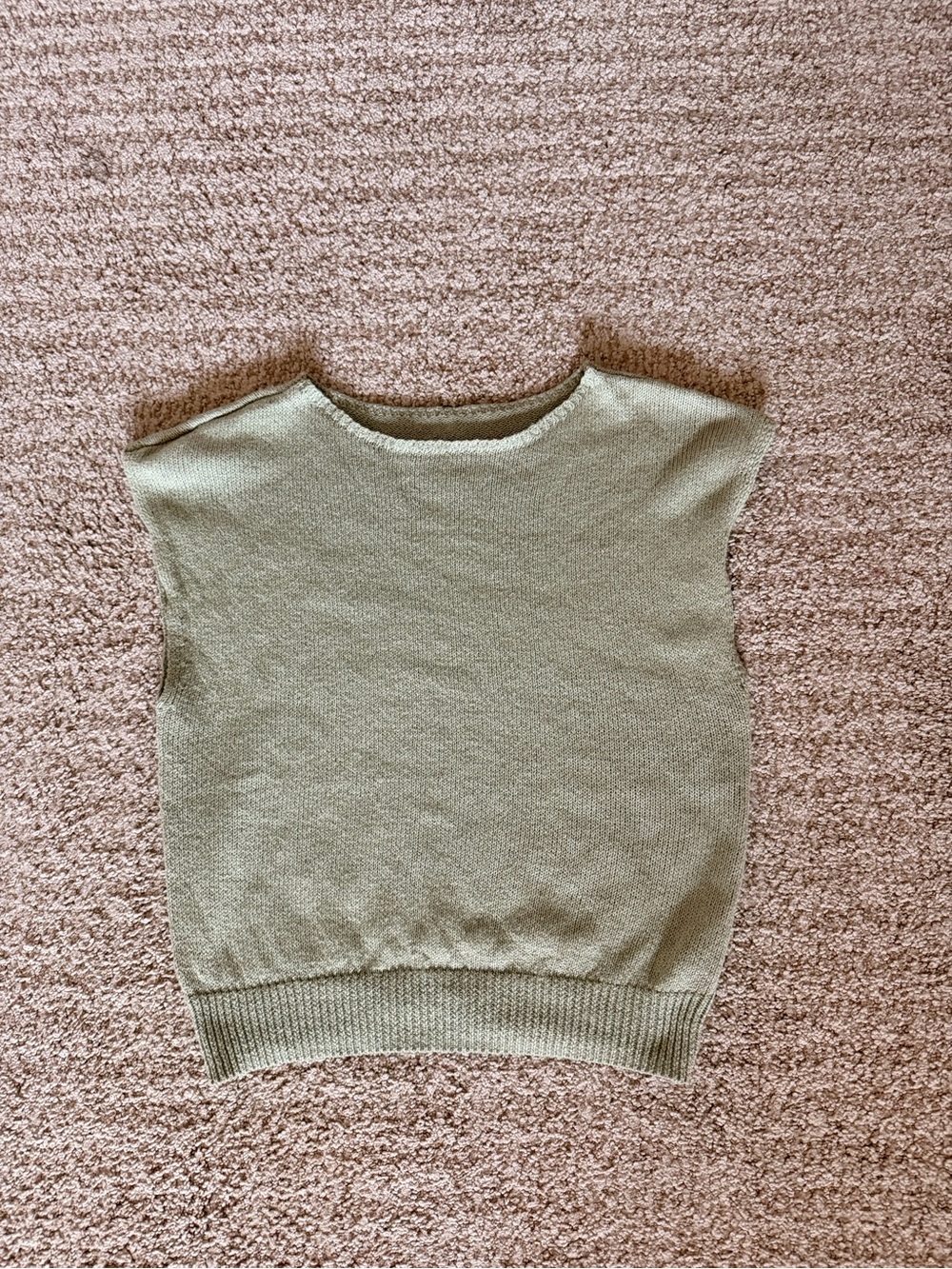 SHEIN Olive Knit Crewneck Cap-Sleeve Sweater